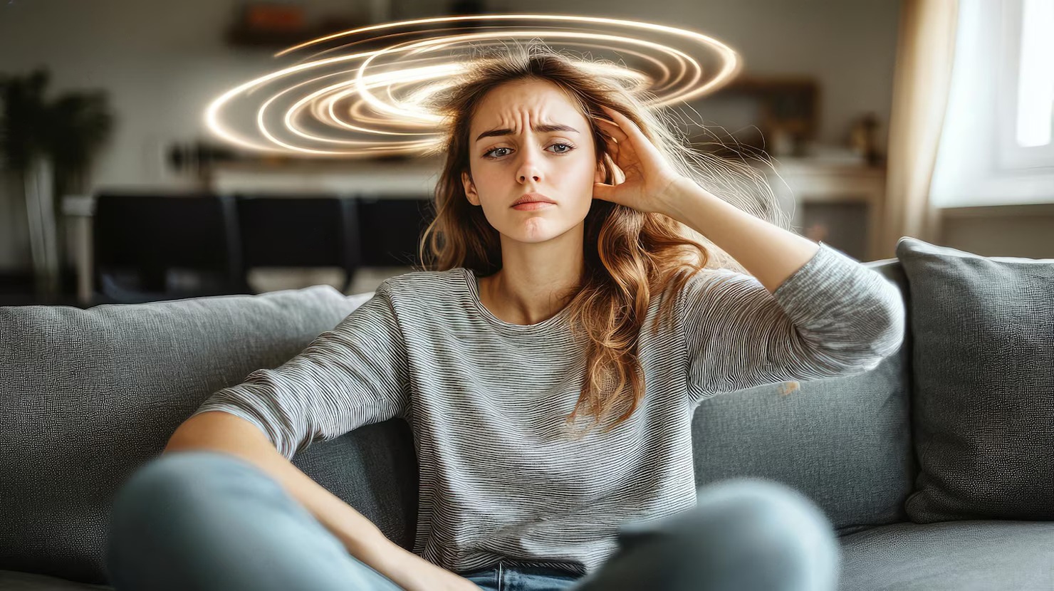 woman with brain fog and dizziness from hidden parasites symptoms